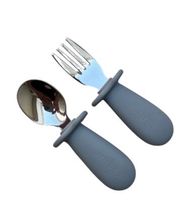 Sztućce dla dziecka - zestaw łyżeczka i widelec - kolor Granatowy